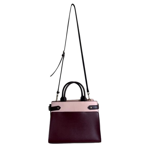 Kate Spade Staci Colorblock Medium Leather Satchel Rose Smoke Bag Detach Strap - Picture 3 of 9